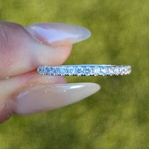 14K White Gold Diamond Band Ring Comfort Fit